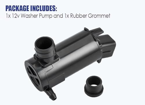 Windshield Washer Pump w/Grommet Compatible with Hyundai Accent Elantra Sonata Tiburon Replacement for Kia Cadenza Forte Optima Spectra Replaces 98510-26000, 9851-1C000, 98510-2G000, 98510-1C500
