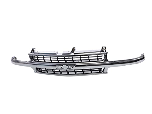 JustDrivably Front Grille Grill Chrome Shell With Black Insert Compatible With Chevrolet Silverado 1500 2500 1999-2002 & Suburban 1500 2500 & Tahoe 2000-2006