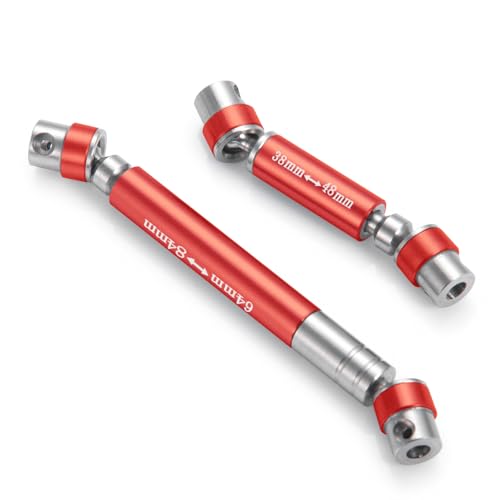 RCLIONS Steel RC Drive Shaft CVD 38+64mm Upgrade for 1/24th AXIAL SCX24 Gladiator AXI00005 RC Crawler Car Parts (Red)