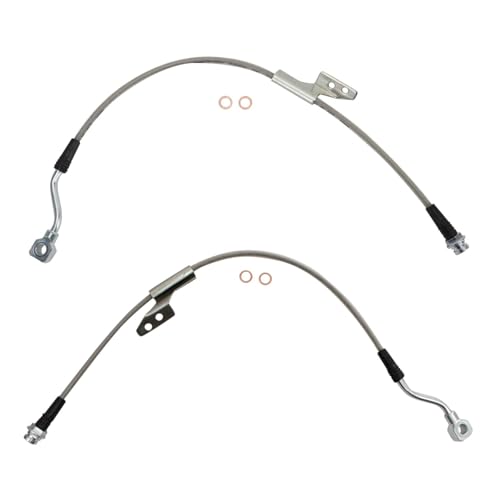 TRQ Front Performance Brake Hose Set Compatible with 1988-1999 Chevrolet C1500 1992-1999 C1500 Suburban 1988-1998 C2500 1992-1996 C2500 Suburban 1995-2000 Tahoe GMC Yukon