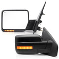 PZ Towing Mirrors Compatible with Ford F150 2007-2014, Power Heated Mirrors With Amber Signal and Puddle Light, Power Adjustable Driver and Passenger Side Tow Mirrors Replacement Pair Set Black