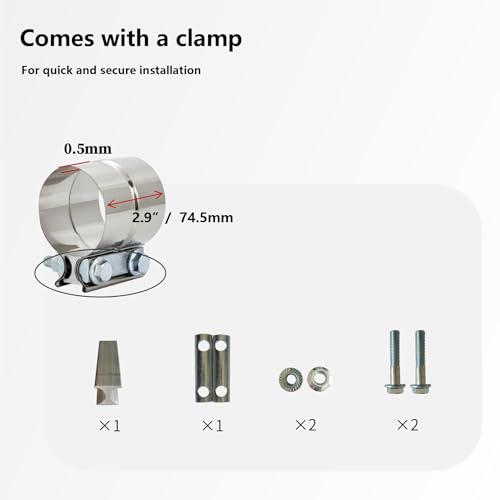 Universal 4" to 6" Exhaust Elbow Pipe with Steel Clamp - Silver Chrome or Black Painted for Car, Truck & Diesel