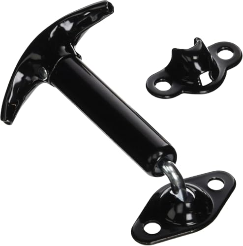 Buyers Products WJ96WCB4 Spring Loaded 90 Degree Hood Catch Kit, Black Enamel Finish, Carbon Steel Latch with Keeper - Includes Hardware, Heavy Duty Truck Trailer Latch System, 4 Pack