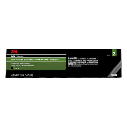 3M Black Super Weatherstrip and Gasket Adhesive, 08008, 5 fl oz, 1 Per Pack
