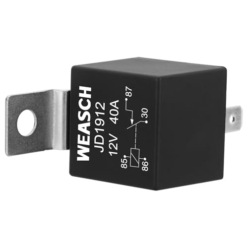 Weasch 2 Pack JD1912 Car Relay, 12V 40A, 4 Pins SPST, Automotive Switches and Starters, Waterproof Relay for Boat Tractor Truck Motorcycle (2)