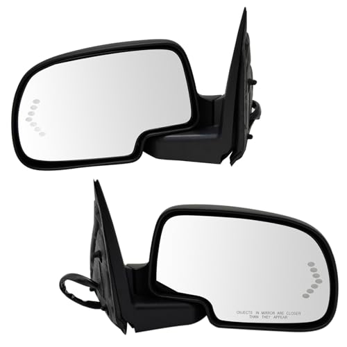 TRQ Pair Mirror Set Power Heated Turn Signal Memory Folding for Cadillac