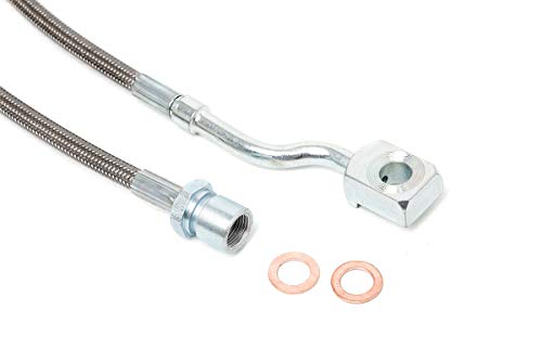 Rough Country Front Stainless Steel Braided Brake Lines for Chevy/GMC 1500, 2500HD, 3500HD, Tahoe Yukon (07-19) w/5-7.5" Lift, DOT Approved