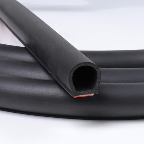 GoldWheel 3/4"×3/4" D-Shape Weather Stripping 8FT Heavy Duty Bulb Seal Car Door Window Rubber Seal Strip Hollow Gasket Weatherstrip(Self-Adhesive) for Automotive Truck RV Door Window Soundproof