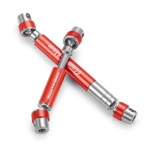 RCLIONS Steel RC Drive Shaft CVD 38+64mm Upgrade for 1/24th AXIAL SCX24 Gladiator AXI00005 RC Crawler Car Parts (Red)