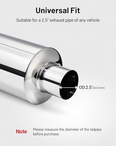 EVIL ENERGY 2.5" Exhaust Muffler, 2.5" Inlet (OD) 4" Outlet Stainless Steel Universal Straight Through N1 Style Burnt Exhaust Tip, Deep Tone for Modern Trucks, Muscle Cars & Daily Drivers