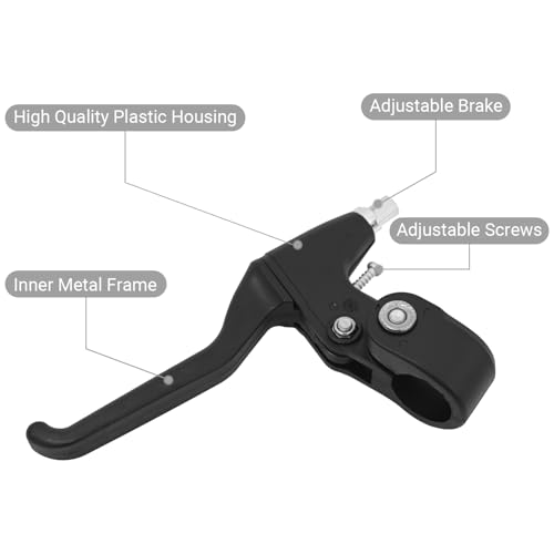 Universal Bicycle Brake Levers Set (Pair) - 22mm (7/8") Bike Brake Handles for Mountain Bike (MTB), Road, BMX, Kids & Fixed Gear Bicycles - Lightweight & Durable Replacement Parts [Black]