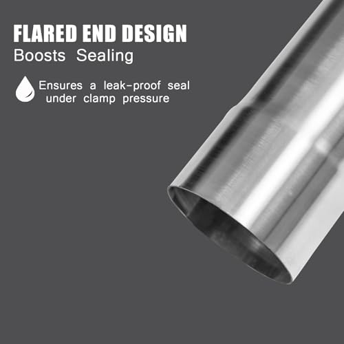 2.5 Inch Exhaust Pipe T304 Stainless Steel Exhaust Tubing,Tailpipe Inlet and Outlet 2 1/2"ID Length 17.3" Straight Exhaust, Universal Connector Adapter Tubo, Metal Tubing