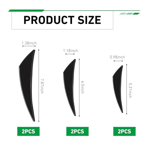 WZP 6 PCS Car Spoiler Canards Kit, Self-Adhesive Auto Front Bumper Lip Spoilers, Body Anti-Scratch Splitter Decoration, Universal Car Exterior Accessories for SUV, Sedan, Truck (Glossy Black)