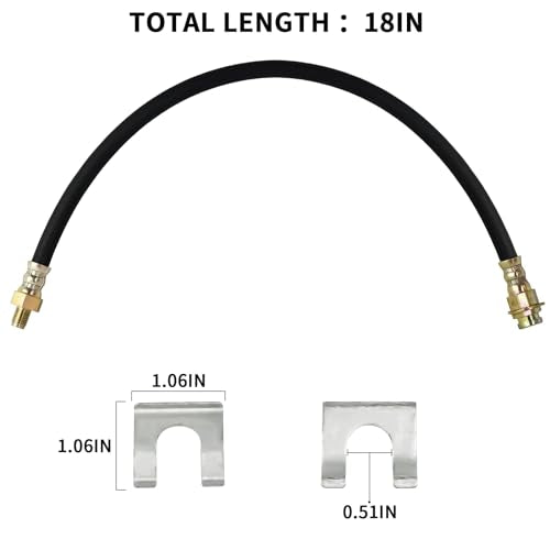 MuRealy Premium 18-Inch Rubber Brake Hose - Flexible Brake Line, 3/8"-24 External Thread to 3/8"-24 Internal Thread, High Strength and Easy to Install Hydraulic Hose