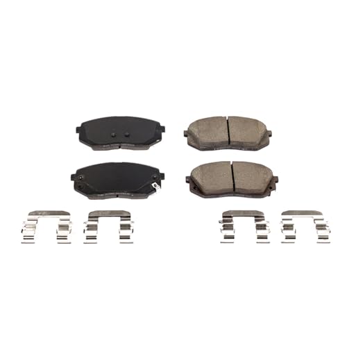 PowerStop Front Brake Pads for Hyundai Elantra GT 2018 |Kona Electric 2019-20 |Sonata 2016-19 |Kia Niro EV 2019-20 |Optima 2016-20 - Z17 Ceramic Brake Pads with Installation Hardware, 17-1826