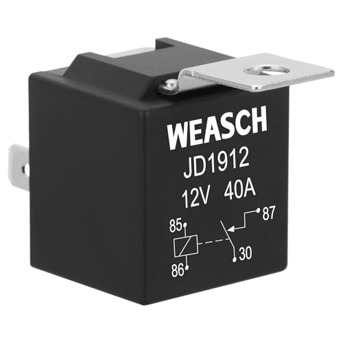 Weasch 2 Pack JD1912 Car Relay, 12V 40A, 4 Pins SPST, Automotive Switches and Starters, Waterproof Relay for Boat Tractor Truck Motorcycle (2)