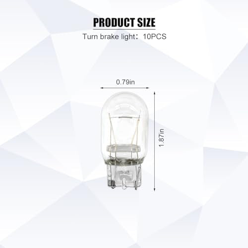 TNAIYH 10PCS Car 7443 Bulb, T20 12V W21/5W Clear Glass Vehicle Stop Brake Tail Turn Signal Light, Long Life DRL Reverse Light Miniature Bulb, Compatible with Silverado Canyon Fusion (Clear)