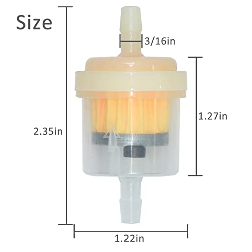 Universal Gas Inline Fuel Filters with Magnet 3/16 Inch (Pack of 10)