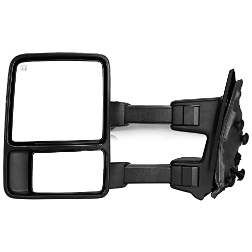 YITAMOTOR Towing Mirror Compatible with 2008-2016 Ford F250 F350 F450 F550 Super Duty, Left Driver Side Mirror Power Heated, Telescoping, Turn Signal Light, Black