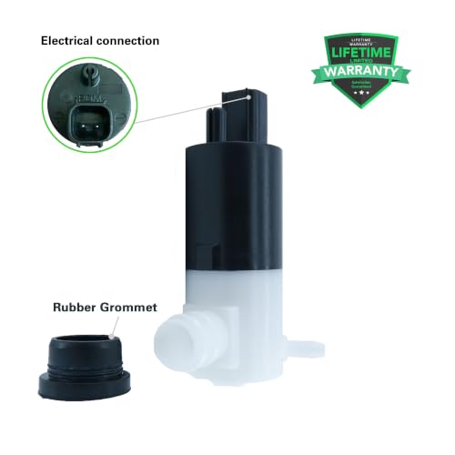 tostmolt 1pc 12V Windshield Washer Fluid Pump Motor w/Grommet For F150 F250 F350 F450 F550 Ranger Transit Connect Fusion MKZ MKS Continental Taurus Fiesta Police Sedan Viper Ram Cirrus Neon & Multi