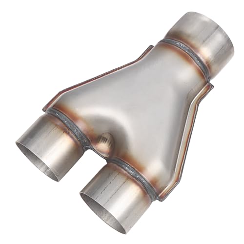 LCGP Stainless Steel Y Pipe 3 Inch ID Single to 2.5 Inch ID Dual Stamped Exhaust Adapter Connector