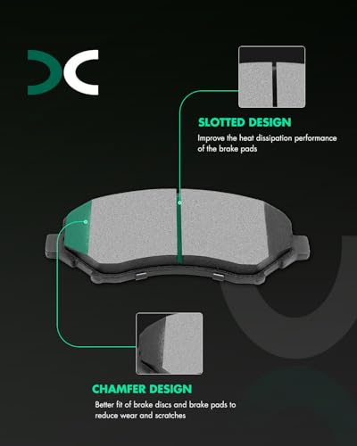 SCITOO Ceramic Pads, Front Brake Pads Brakes Kits fit for Chrysler Town & Country,for Dodge Grand Caravan,Journey,Nitro,for Jeep Liberty,Wrangler,Wrangler JK,for Ram C/V,09-14 for VW for Routan
