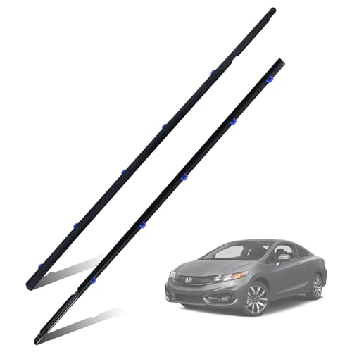 2Pcs Window Weather Stripping Molding Trim Seal Belt Compatible with 2012-2015 Honda Civic Coupe 2D Replace# 72410-TS8-A01 72450-TS8-A01