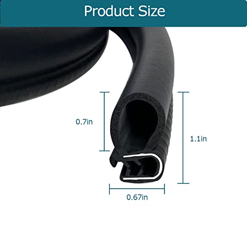 Tintvent Car Door Rubber Seal Strip with Side Large Bulb(26Ft), Automotive Weather Stripping, Edge Trim for Boats, Automobile, RVs, Trucks