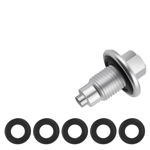 M14×1.5 Magnetic Oil Drain Plug,Replacement OEM#90009-PY3-000/6506214AA Oil Pan Drain Plug with 5PCS Oils Drains Plugs Gasket,Car Accessories Compatible with Honda/Yamaha/Audi (M14×1.5)