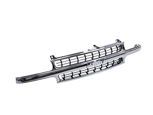 JustDrivably Front Grille Grill Chrome Shell With Black Insert Compatible With Chevrolet Silverado 1500 2500 1999-2002 & Suburban 1500 2500 & Tahoe 2000-2006