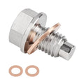 M12 x 1.75 Magnetic Oil Drain Pan Plug,Magnetic Stainless Steel Oil Drain Plug Nut Bolt,with 3 PCS Copper Crush Washer Anti Leakage,Universal Leak-proof Replacement,Fits Most Cars,Motorcycles, Boats