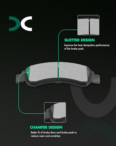 SCITOO Brake Pads Kits Front Semi-Metal Rear Ceramic 8pcs Fit for Cadillac Escalade,Escalade ESV,for Chevy Silverado 1500,Suburban,Tahoe,for GMC Sierra 1500,Sierra 1500 Limited,Yukon,Yukon XL
