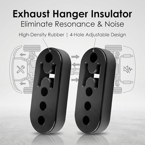 4 Holes Rubber Exhaust Hanger, 0.47in Adjustable Muffler Shock Absorber Insulator Bushing, High Density Weather-Proof Tailpipe Mount Bracket, Universal Damping Hanger Fit for Car Truck Jeep SUV