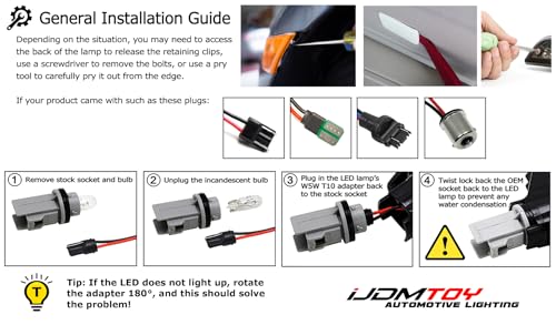 iJDMTOY Smoked Lens White Full LED Rear Side Marker Light Kit Compatible With Dodge 2008-14 Challenger & 2011-14 Charger, Powered by 36 LED Diodes, Replace OEM Amber Lens Sidemarker Lamps