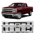 KARPAL Front Upper Grille Assembly W/Chrome Surround Frame Compatible with 2014 2015 Chevrolet Silverado 1500, Replacement 23259621 GM1200714