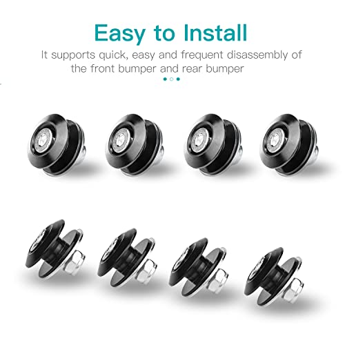 Bumper Quick Release, Mellbree JDM Quick Release Holders Front Rear Bumper Fasteners Trunk Band Fenders clip Kits Compatible for Universal Car Bumper (Black 4 x Release Tabs with 12 x O-Ring Fastener）