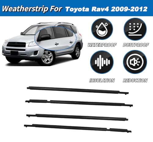 Dxuekeo Weather Stripping Window Molding Trim Seal Compatible with Toyota Rav4 2009-2012 Replace# 75710-0R020 75720-0R020 75730-0R020 75740-0R020