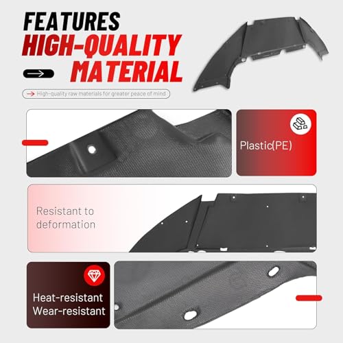 ALMULOO Front Lower Engine Splash Shield Compatible with 2012 2013 2014 Ford Focus SE/SEL/Titanium 4-Door S/Hatchback/Sedan 2015-2018 Ford Focus Electric Replacement for FO1228119 Under Cover Guard