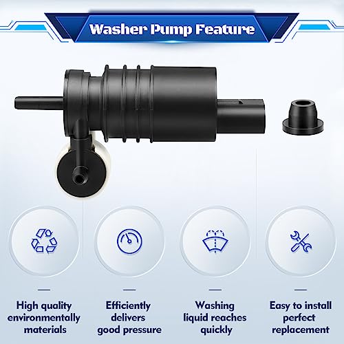 HHCSOP Windshield Washer Pump w/Grommet, Windshield Washer Motor Replacement for Jeep Dodge Chrysler Volkswagen Audi BMW Chevrolet Ford
