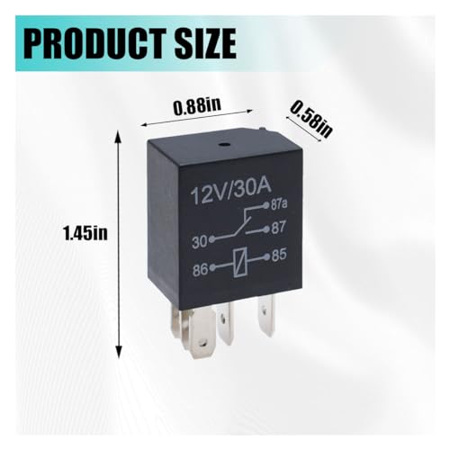 4PCS 5 Pin Relays, 12V 30A Automotive Starter Relay Multi-Purpose Heavy Duty Standard Relay Kit, Universal Automotive Replacement Parts