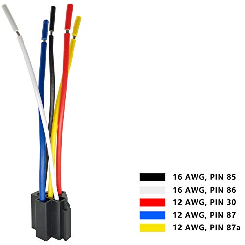 irhapsody 80/60Amp 12V 5-pin Relay Kit, SPDT 12-Volt Automotive Relay with Heavy-Duty Pigtail, 6-Pack