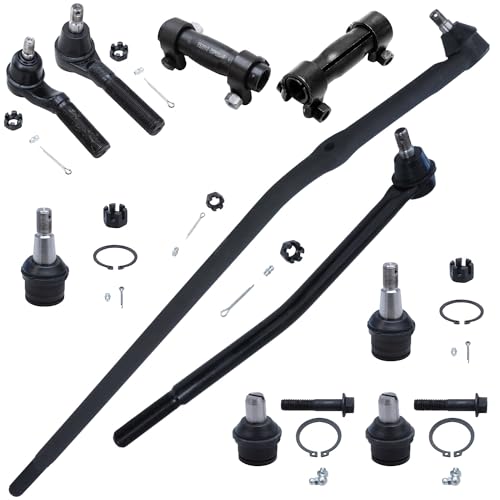 Detroit Axle - Front 10pc Suspension Kit for Ford E-250 Econoline E-350 Club Wagon Super Duty [For Vehicles with Single Rear Wheels], 4 Ball Joints 2 Adjustment Sleeves 4 Tie Rods Replacement