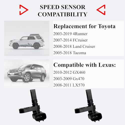ABS Wheel Speed Sensor - Front Rear Right Left Compatible for Toyota Tacoma 2005-2018 4Runner 2003-2019 FJ Cruiser 2007-2014 Land Cruiser 2008-2018 OE#89542-04020, 8954204020, 89542-60050