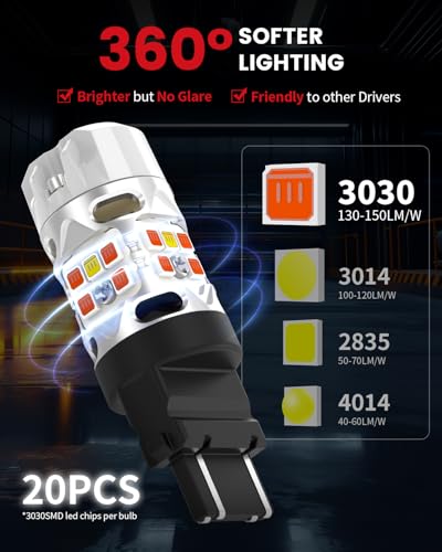 LASFIT 3157 Switchback LED Bulb, 3057 4157 White Amber T3 Series CANBUS Anti Hyper Flash Front Turn Signal DRL Parking Light New 500% Bright, Only for Standard Socket (Pack of 2)