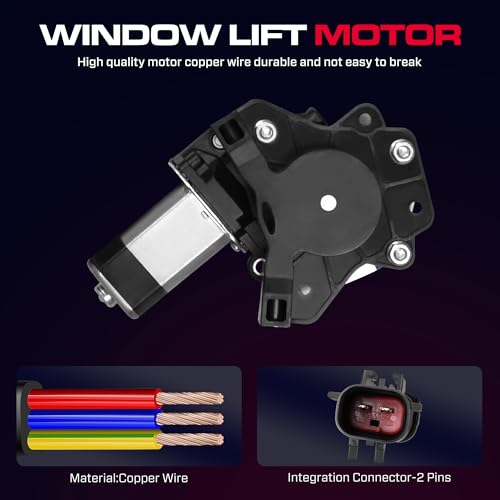 XIMAKA Rear Passenger Side Power Window Regulator with Motor (2 Pins) Fit for 2000-2004 Dodge Dakota (Crew Cab Only Cable Operated), 1998-2003 Durango, 741-599