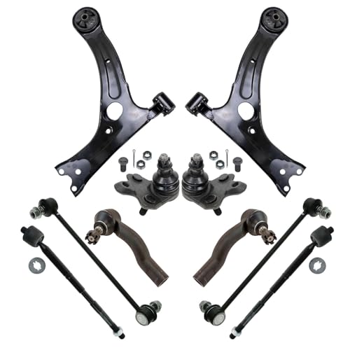 TRQ Front Steering and Suspension Kit Tie Rods Control Arms Ball Joints Sway Bar Links for 2005-2010 Scion tC