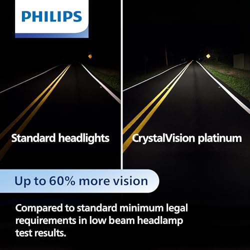 Philips Automotive Lighting 9003 CrystalVision Platinum Superior Upgrade Automotive Replacement Bright White Headlight Bulb, Fits Select High Beam, Low Beam, Fog Positions (2 Pack)
