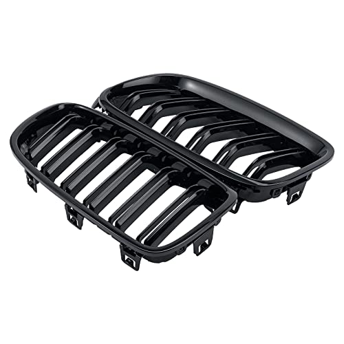 DEKEWEI F30 Grill, Double Slats Gloss Black Kidney Grille,ABS Plastic,2pcs