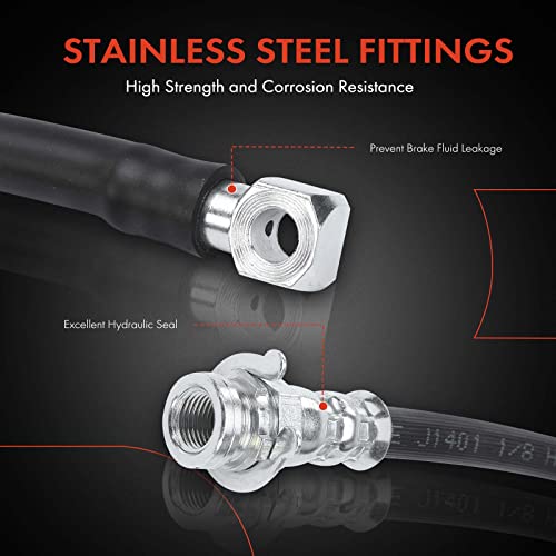 A-Premium Front Driver and Passenger Brake Hydraulic Hose Compatible with Select Chevy and Pontiac Models - Camaro 1984-1992, Firebird 1984-1992 - Replace# 17980323(Pack of 2)