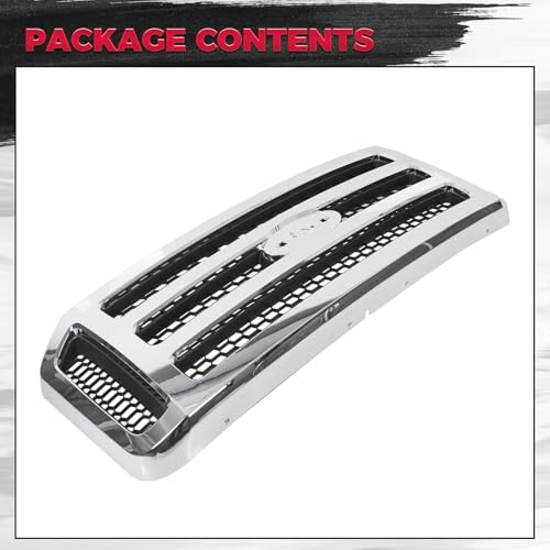 HECASA Front Grille Compatible with 2005-2007 Ford F250 F350 F450 F550 SuperDuty FO1200456 5C3Z8200BAA Upper Bumper Hood Grill W/Gray Honey Comb Chrome